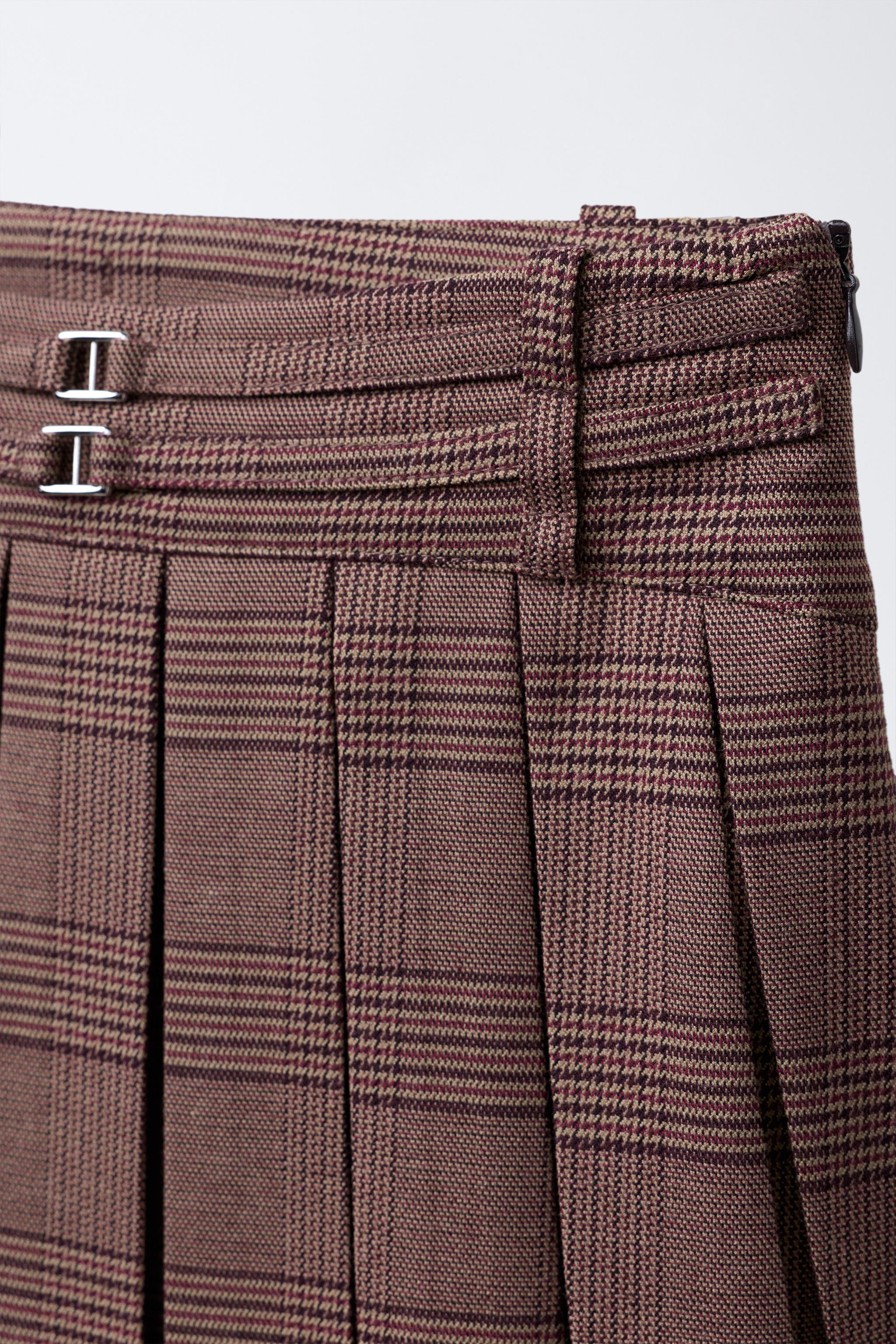 PLAID DOUBLE BELT SKORT